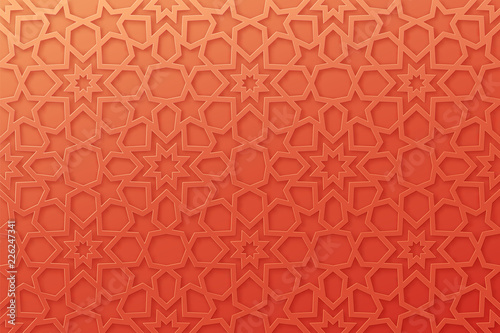 Arabic pattern background. Islamic ornament vector. Geometric 3d shape. Texture arabian traditional motif