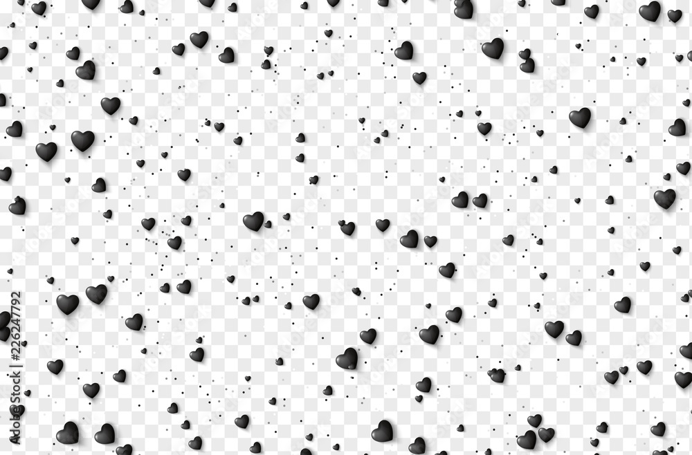 Shape 3D hearts color black on transparent background. Shape 3D hearts color black on transparent background.