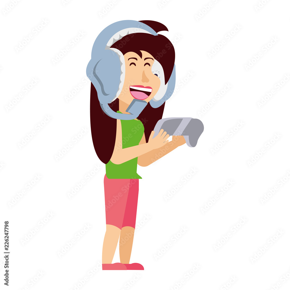 girl with headphone and game control girl with headphone and game control
