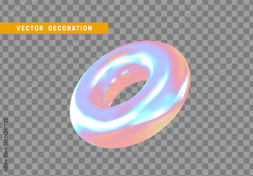 Torus, simple 3d shape isolated on transparent background. Volumetric round ring