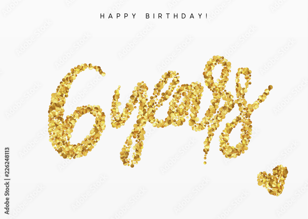 Six years, Number 6, lettering sign from golden confetti. Six years, Number 6, lettering sign from golden confetti.