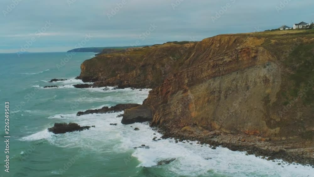 Typical view over the Coastline of Cornwall - flight over wonderful landscape Typical view over the Coastline of Cornwall - flight over wonderful landscape