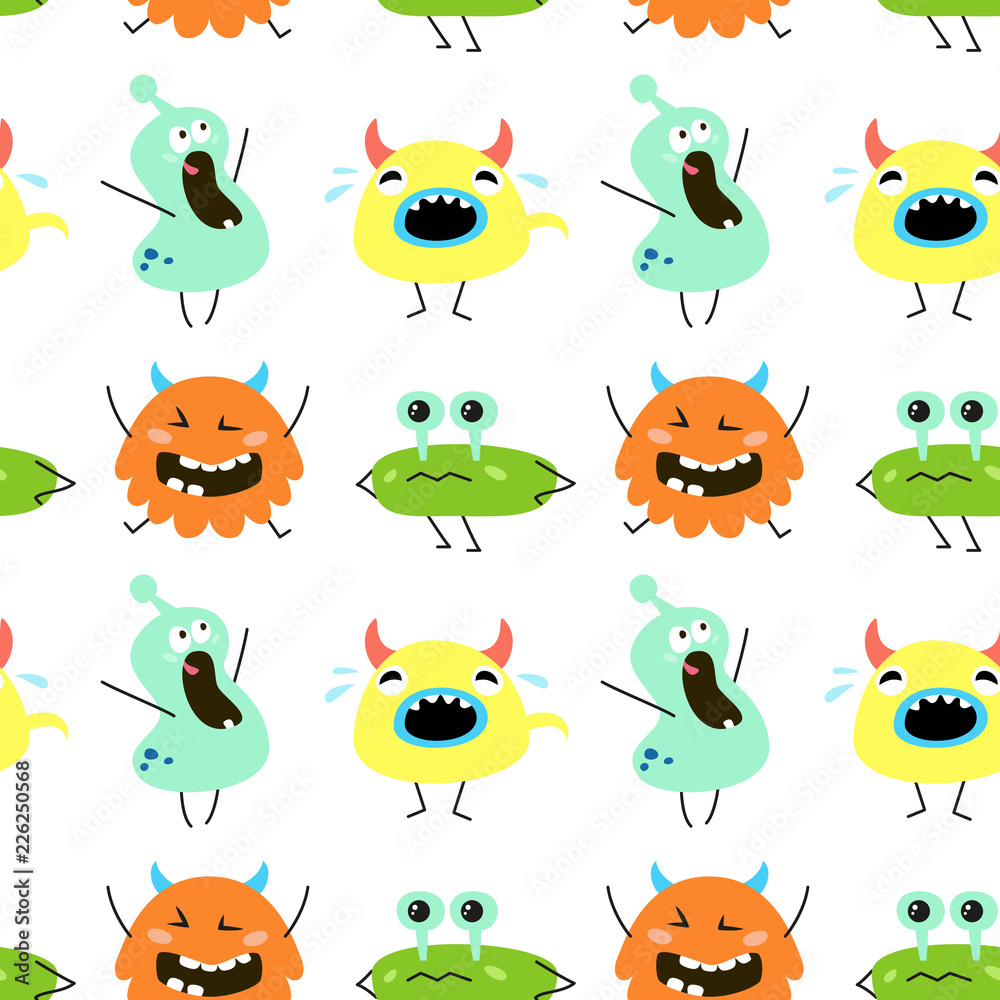 Fototapeta premium Seamless pattern with cartoon monsters.
