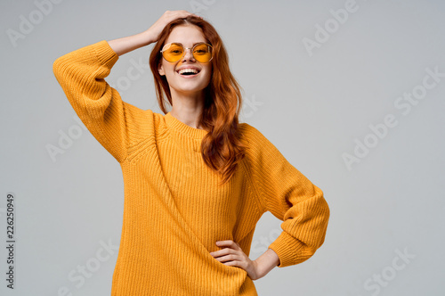 joyful woman with glasses beauty