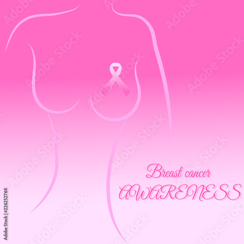 Breast cancer awareness body and ribbon mounth vector background