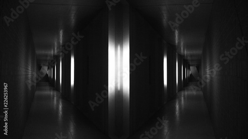 Spaceship corridor. Futuristic tunnel with light. Of Empty Sci Fi Futuristic Dark Room With Light Blue Lights
