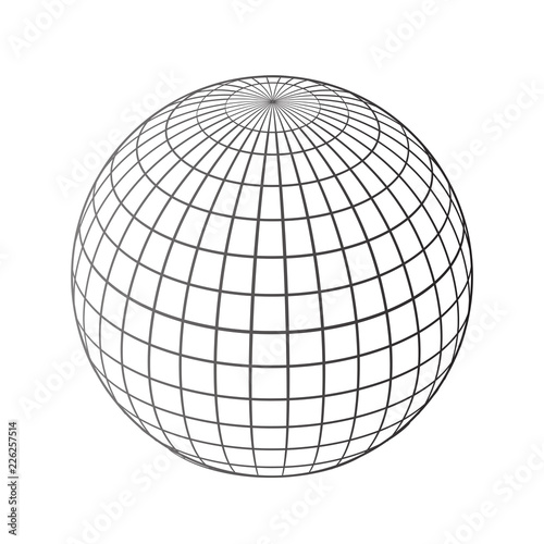 Black world globes net - stock vector