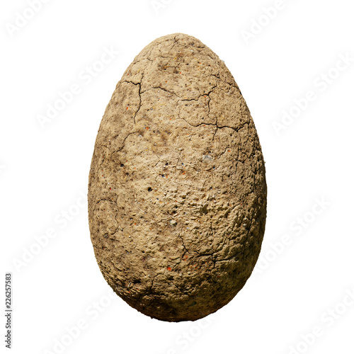 dinosaur egg, ancient stone egg with cracks isolated on white background photo
