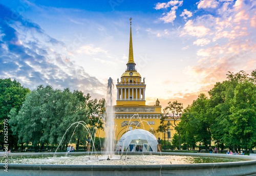 Main Admiralty, Main Headquarters of the Russian Navy (St. Petersburg) at sunset photo