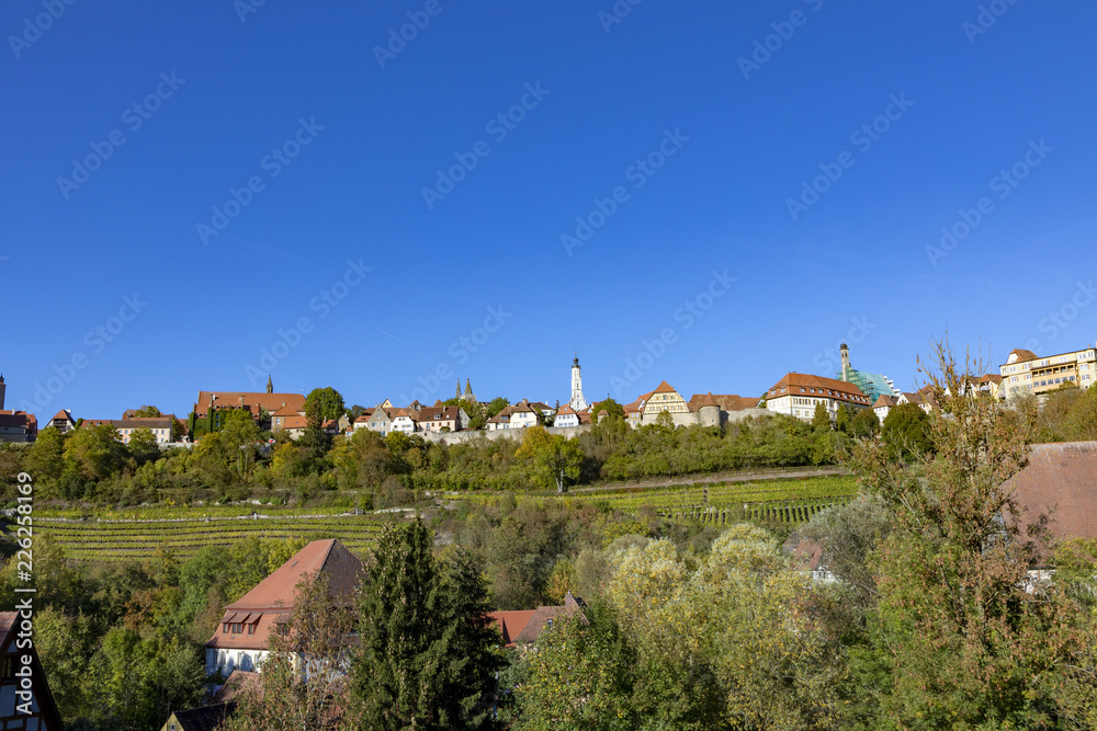view to old town of Rothenburg ob der Tauber