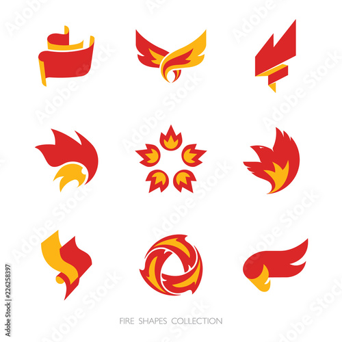 Fire signs. Vector icons set.