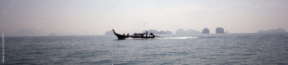 Longtail boat at Koh Yoa Noi Panorama