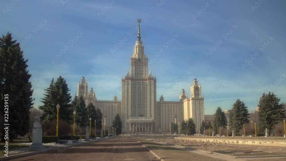 Walk to Lomonosov Moscow State University. Motion timelapse hyperlapse