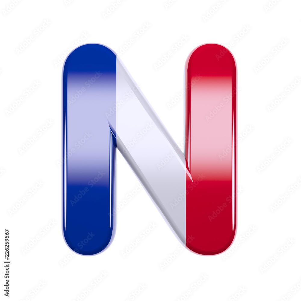French flag letter N - Capital 3d France font - France, Paris or patriotism concept