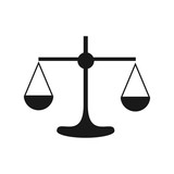 Justice scales lawyer logo, Scales of Justice sign icon. Court of law symbol, Abstract graphic icon, logo design template, symbol for company. low poly style.