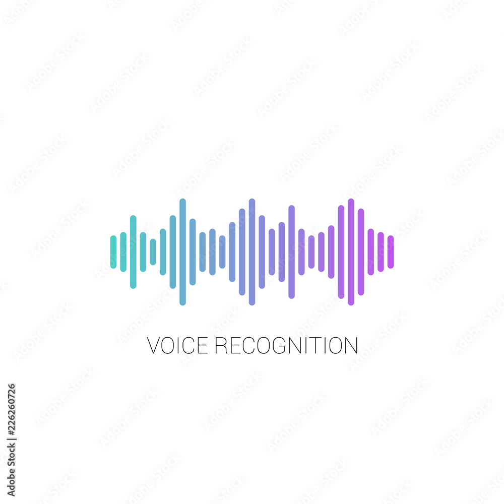 Concept voice recognition. Sound wave on white background. Vecto