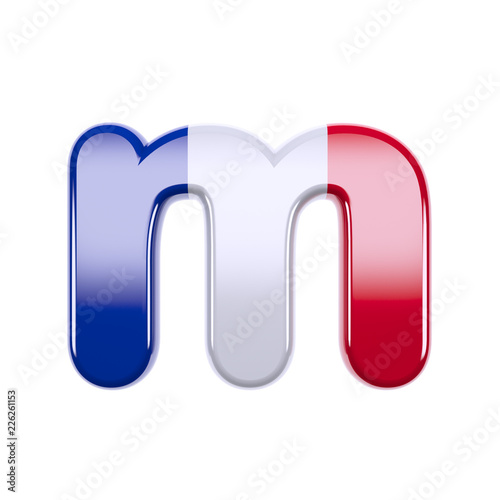 French flag letter M - Lowercase 3d France font - France, Paris or patriotism concept