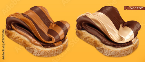 Chocolate swirl on bread 3d vector realistic icon