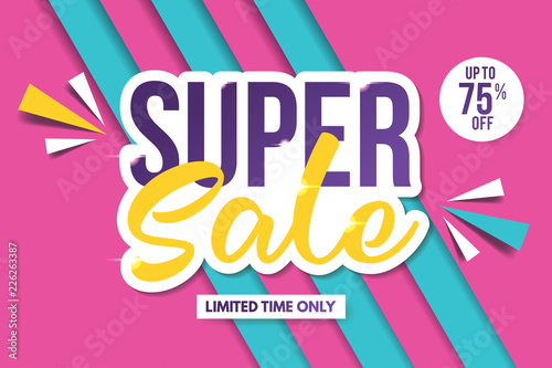 Super Sale Banner Template. Sale Banner Design. Abstract Sale Banner.