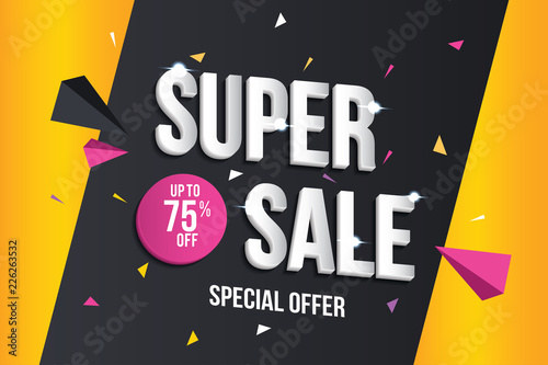 Super Sale Banner Template. Sale Banner Design. Abstract Sale Banner.