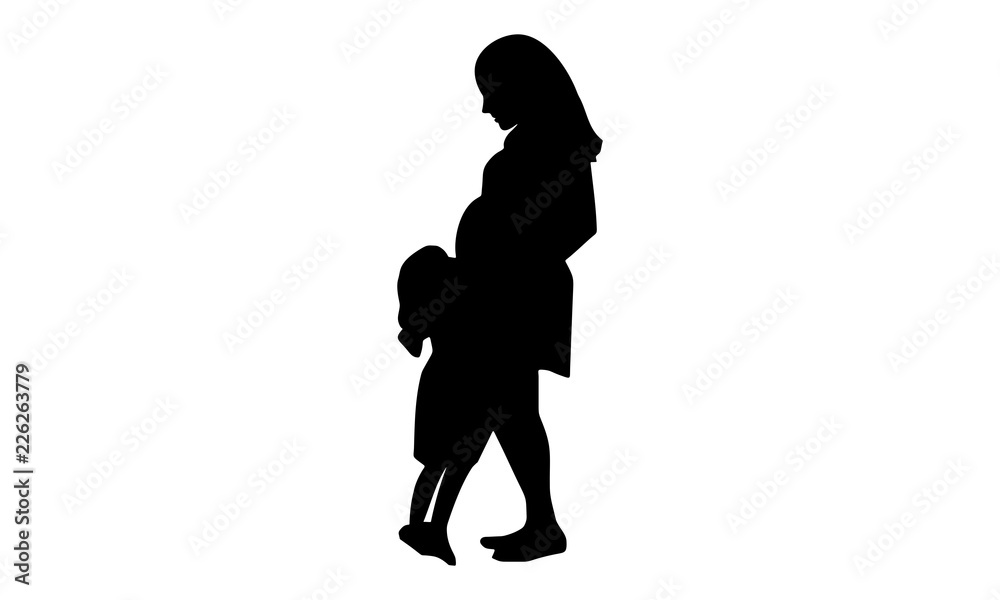 silhouette image when the mother contains a second child. silhouette image when the mother contains a second child.