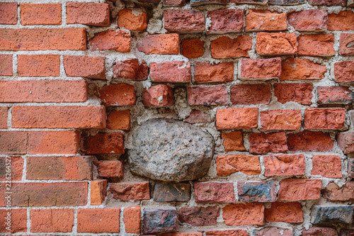 old red brick wall with stone texture background high resolution