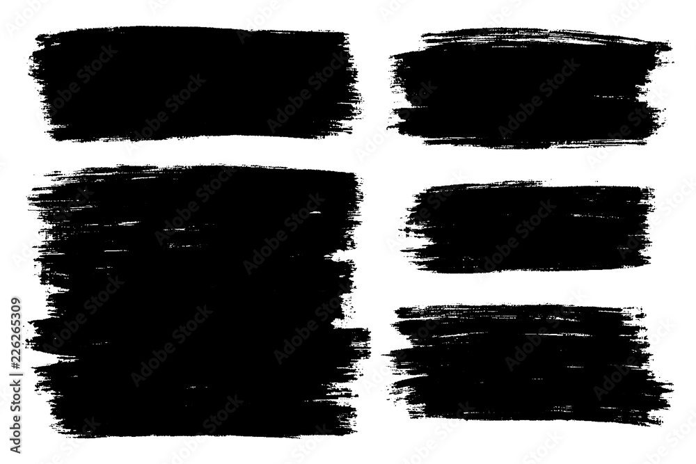 Fototapeta premium Vector set of hand drawn brush strokes, stains for backdrops. Monochrome design elements set. One color monochrome artistic hand drawn backgrounds.