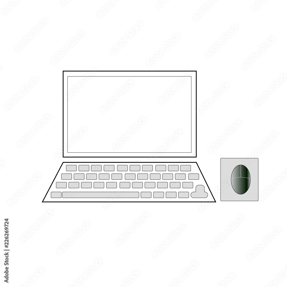 laptop and mouse icon isolated on white background laptop and mouse icon isolated on white background