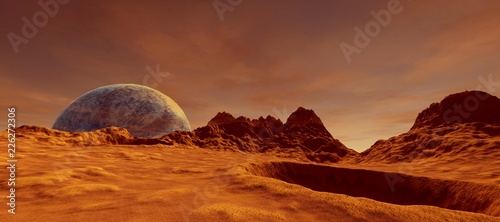 Fototapeta Naklejka Na Ścianę i Meble -  Extremely detailed and realistic high resolution 3D illustration of a Mars like Exoplanet