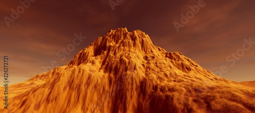 Extremely detailed and realistic high resolution 3d illustration of mars like landscape photo