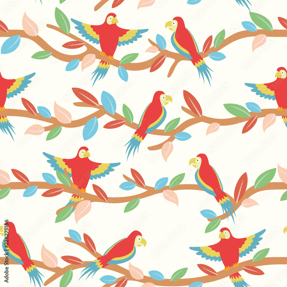 Fototapeta premium Beautiful bird with Seamless Floral pattern design