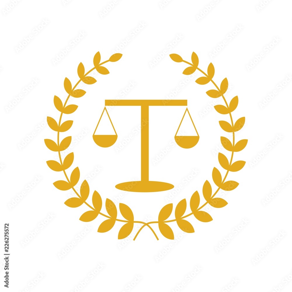 Justice scales lawyer logo, Scales of Justice sign icon. Court of law