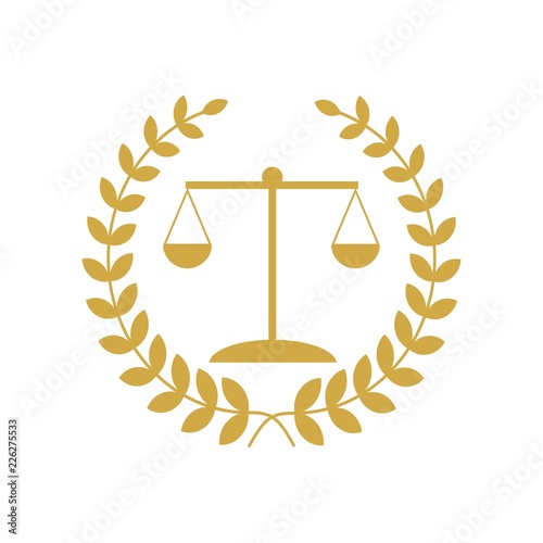 Justice scales lawyer logo, Scales of Justice sign icon. Court of law symbol, Abstract graphic icon, logo design template, symbol for company. low poly style.