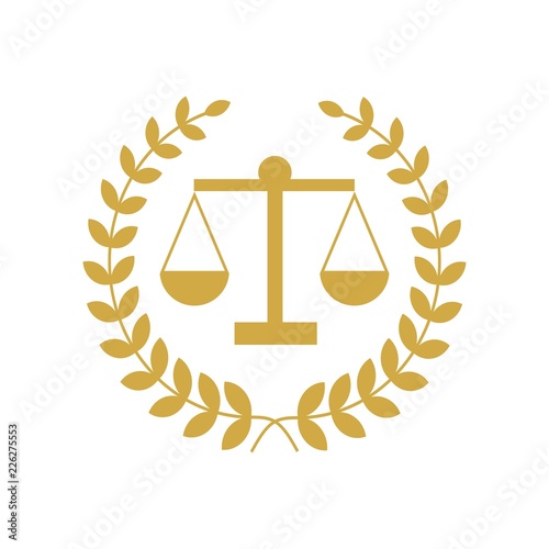 Justice scales lawyer logo, Scales of Justice sign icon. Court of law symbol, Abstract graphic icon, logo design template, symbol for company. low poly style.