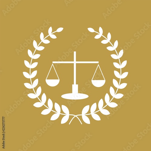 Justice scales lawyer logo, Scales of Justice sign icon. Court of law symbol, Abstract graphic icon, logo design template, symbol for company. low poly style.