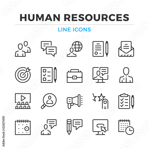 Human resources line icons set. Modern outline elements, graphic design concepts, simple symbols collection. Vector line icons