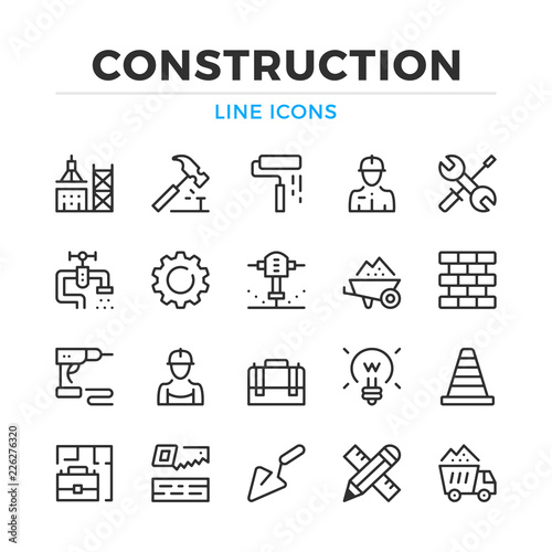 Construction line icons set. Modern outline elements, graphic design concepts, simple symbols collection. Vector line icons