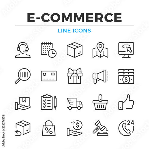 E-commerce line icons set. Modern outline elements, graphic design concepts, simple symbols collection. Vector line icons