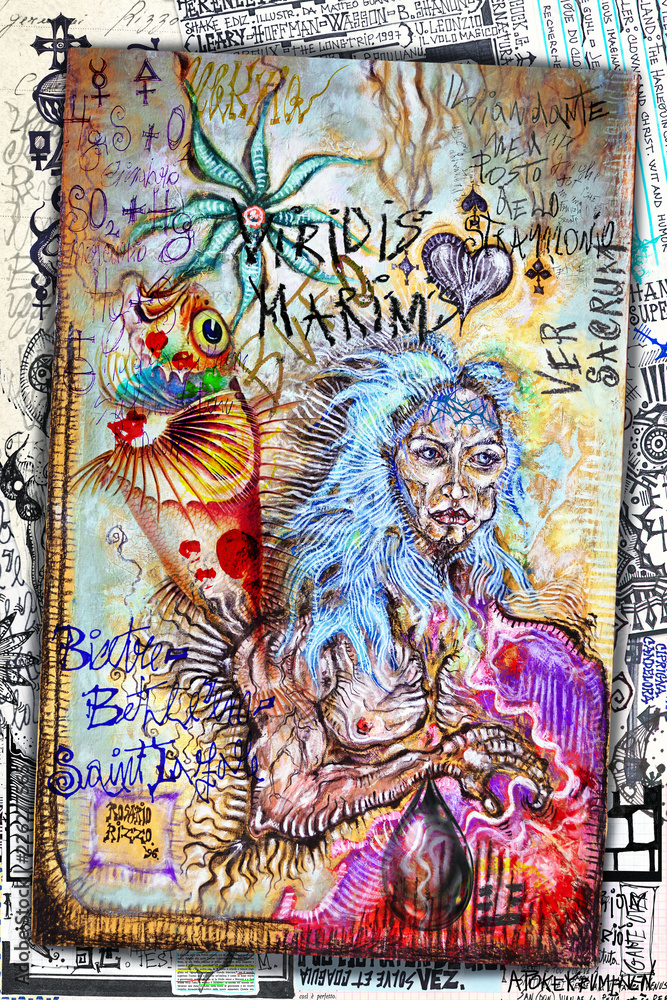 Shaman. Esoteric graffiti and manuscripts with alchemical draws