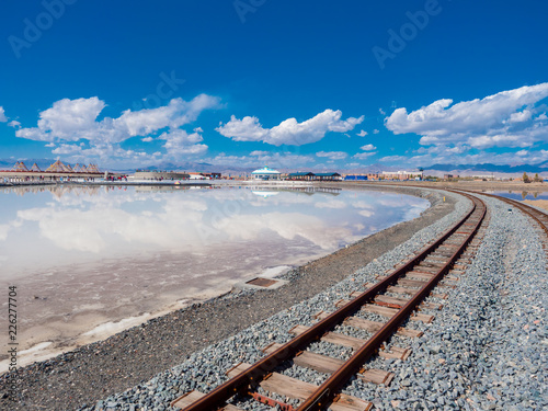 Photography railway in chaka salt lake