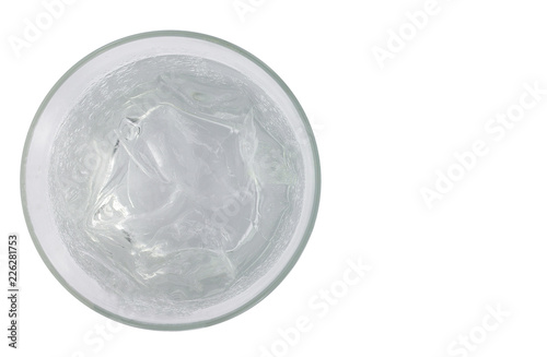 Glass with water and ice isolated on white background with clipping path