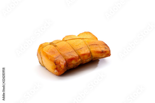 smoked salted fish sticks isolated on white.