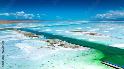 aerial view of chaka salt lake photo