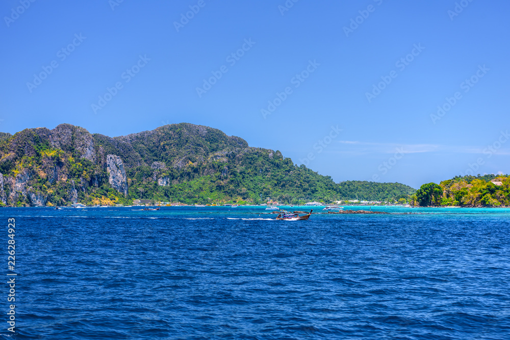 Long tail boat near Phi Phi Don, Andaman sea, Krabi, Thailand