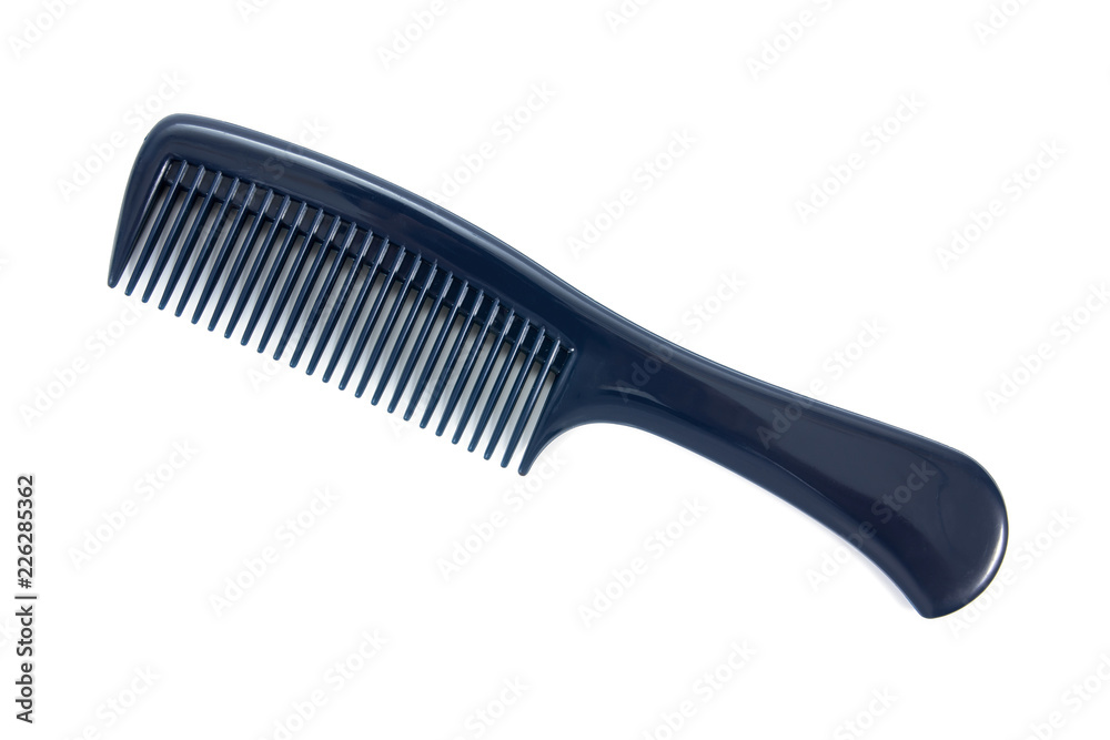 Blue hair comb isolated on white background.Blue hairbrush isolated Blue hair comb isolated on white background.Blue hairbrush isolated