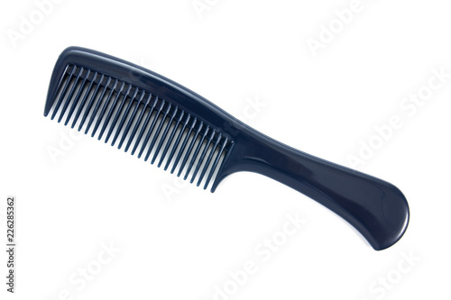 Blue hair comb isolated on white background.Blue hairbrush isolated