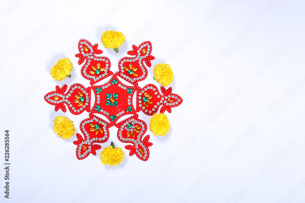 Marigold Flower rangoli Design for Diwali Festival , Indian Festival flower decoration Marigold Flower rangoli Design for Diwali Festival , Indian Festival flower decoration