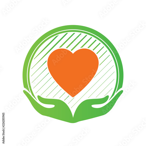 Hand and Love Logo, icon an...