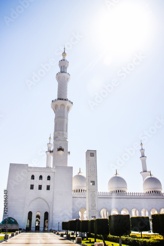 Abu Dhabi Emirates the biggest white mosque indoors and outdoors