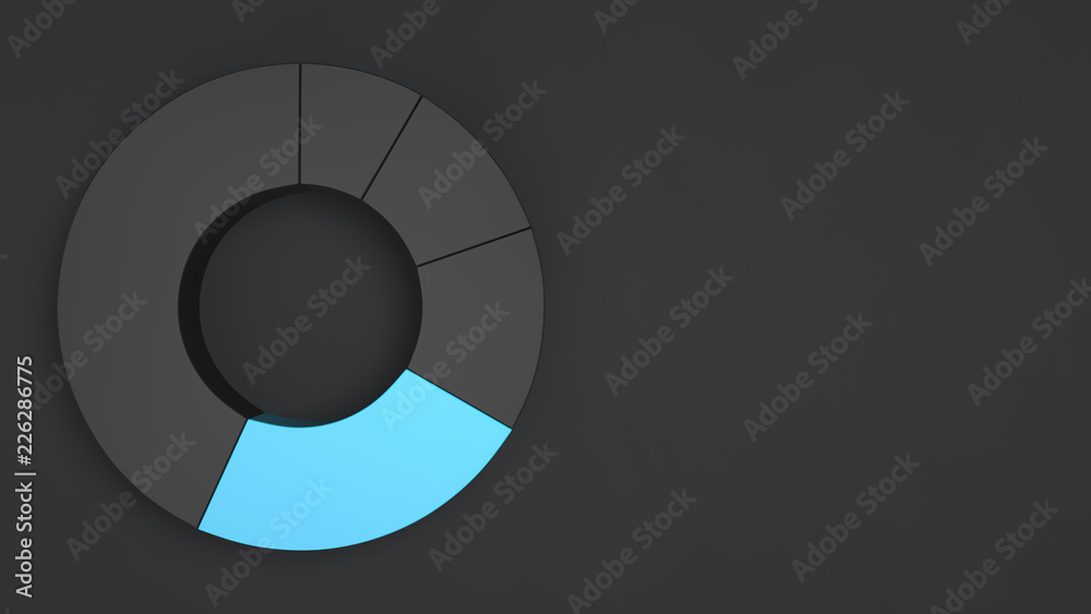 Black ring pie chart with one blue sector Black ring pie chart with one blue sector